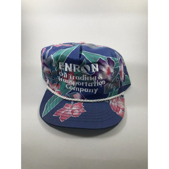 New NWOT Vintage Blue Enron Oil Trading & Transportation Trucker Snapback Hat